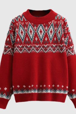Style Core Aesthetics, New Style Trends Argyle Pattern Jacquard Sweater