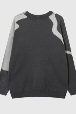Style Core Aesthetics, New Style Trends Artistic Contrast Patchwork Knit Sweater