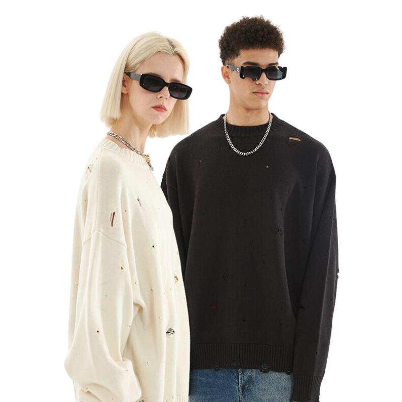 Style Core Aesthetics, New Style Trends Autumn/Winter Streetwear Distressed Knit Sweater Style Core Aesthetics, New Style Trends Autumn/Winter Streetwear Distressed Knit Sweater