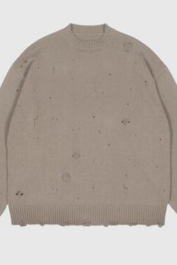 Style Core Aesthetics, New Style Trends Autumn/Winter Streetwear Distressed Knit Sweater