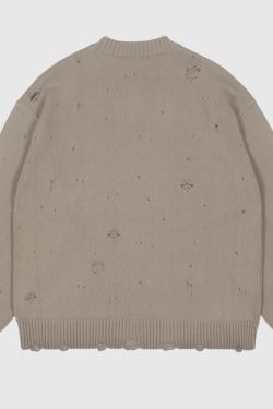 Style Core Aesthetics, New Style Trends Autumn/Winter Streetwear Distressed Knit Sweater