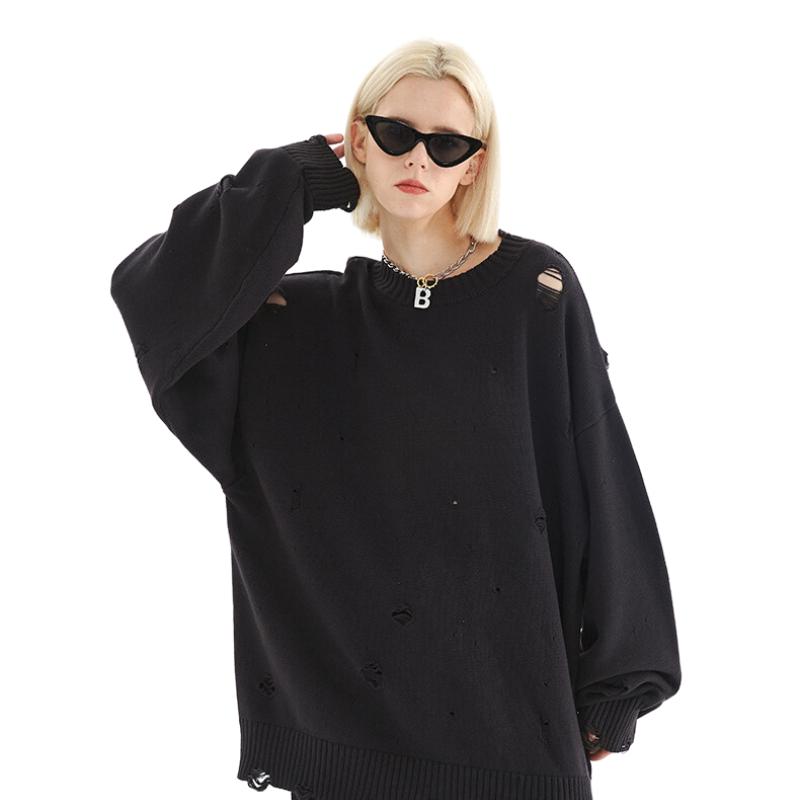 Style Core Aesthetics, New Style Trends Autumn/Winter Streetwear Distressed Knit Sweater Style Core Aesthetics, New Style Trends Autumn/Winter Streetwear Distressed Knit Sweater