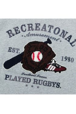 Style Core Aesthetics, New Style Trends Baseball Pattern Towel Embroidered Tee