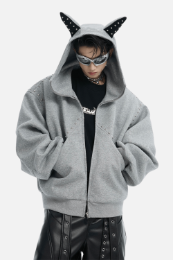 Style Core Aesthetics, New Style Trends Beaded “Cat Ear” Hoodie