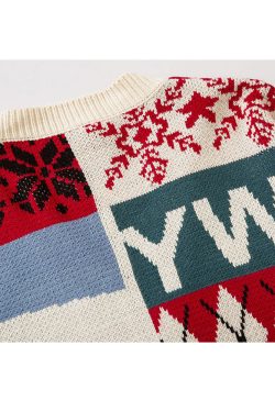 Style Core Aesthetics, New Style Trends Bear & Argyle Pattern Stitching Cardigan Sweater