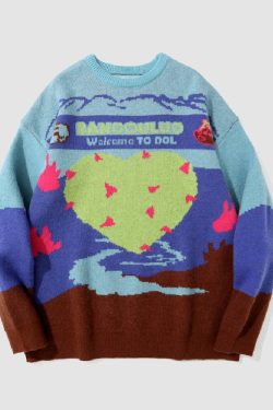 Style Core Aesthetics, New Style Trends Brave Heart Print Sweater