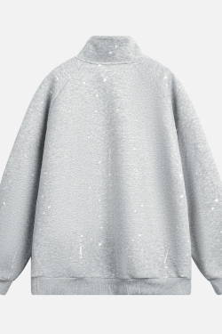 Style Core Aesthetics, New Style Trends Burnout Half-Zip Stand Collar Sweatshirt