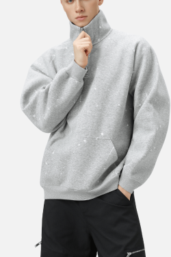 Style Core Aesthetics, New Style Trends Burnout Half-Zip Stand Collar Sweatshirt