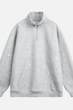 Style Core Aesthetics, New Style Trends Burnout Half-Zip Stand Collar Sweatshirt