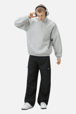 Style Core Aesthetics, New Style Trends Burnout Half-Zip Stand Collar Sweatshirt