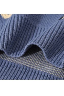 Style Core Aesthetics, New Style Trends Butterfly Graffiti Print Knit Sweater