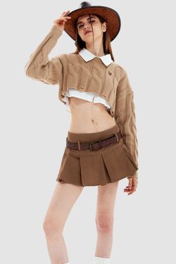 Style Core Aesthetics, New Style Trends Cable-Knit Ripped Cropped Sweater