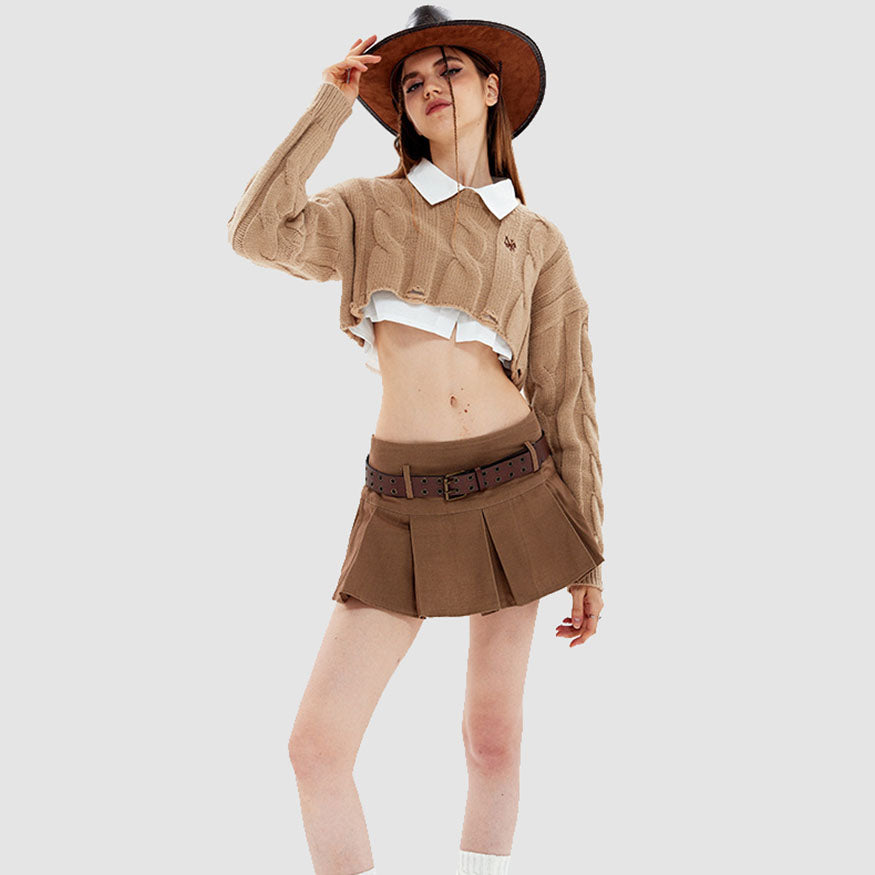 Style Core Aesthetics, New Style Trends Cable-Knit Ripped Cropped Sweater Style Core Aesthetics, New Style Trends Cable-Knit Ripped Cropped Sweater