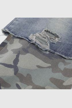 Style Core Aesthetics, New Style Trends Camouflage Patchwork Jeans
