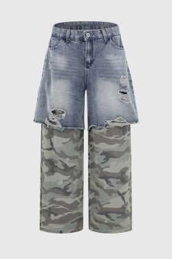 Style Core Aesthetics, New Style Trends Camouflage Patchwork Jeans