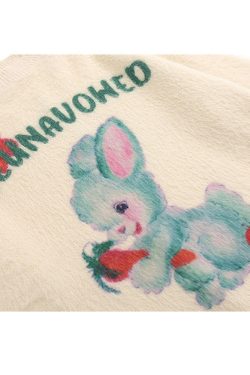 Style Core Aesthetics, New Style Trends Carrot & Rabbit Pattern Fuzzy Sweater