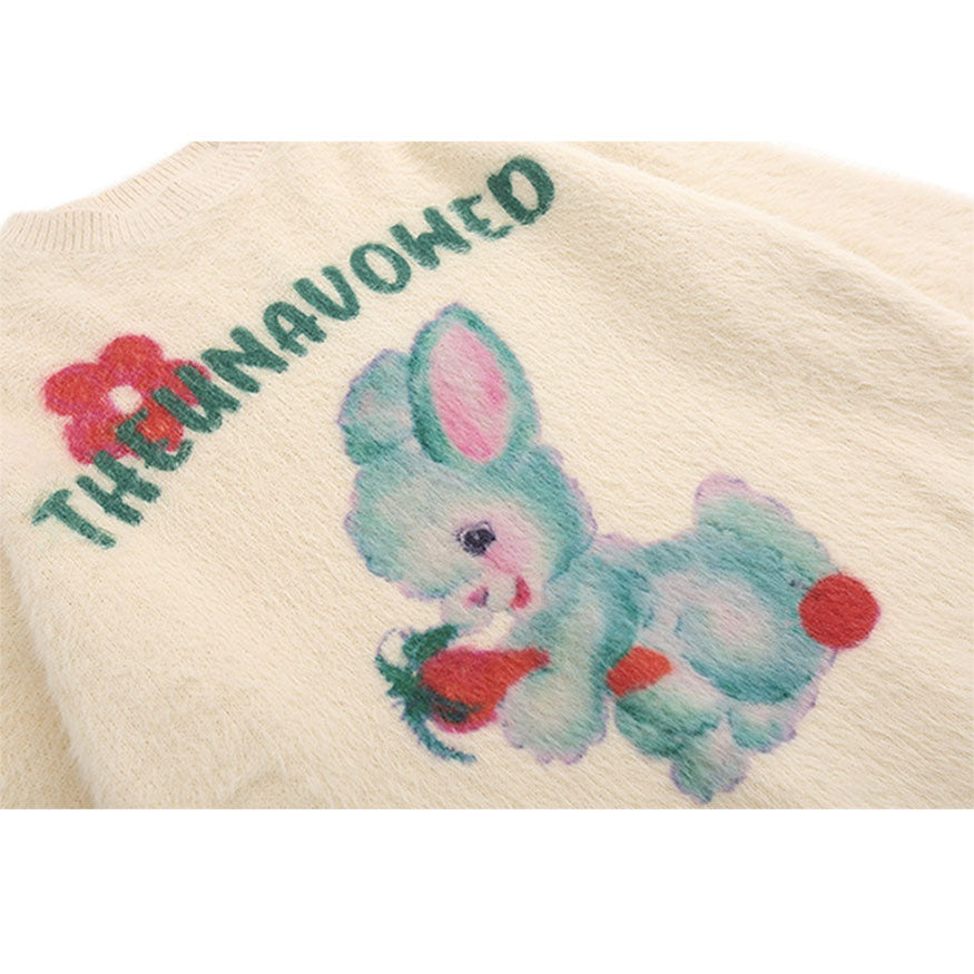 Style Core Aesthetics, New Style Trends Carrot & Rabbit Pattern Fuzzy Sweater Style Core Aesthetics, New Style Trends Carrot & Rabbit Pattern Fuzzy Sweater