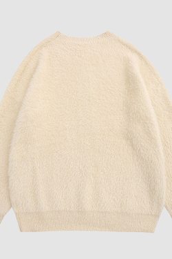 Style Core Aesthetics, New Style Trends Carrot & Rabbit Pattern Fuzzy Sweater