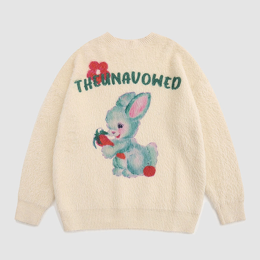 Style Core Aesthetics, New Style Trends Carrot & Rabbit Pattern Fuzzy Sweater Style Core Aesthetics, New Style Trends Carrot & Rabbit Pattern Fuzzy Sweater