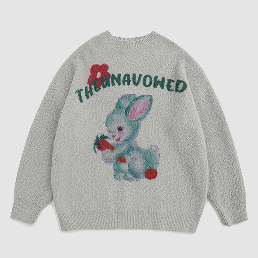 Style Core Aesthetics, New Style Trends Carrot & Rabbit Pattern Fuzzy Sweater Style Core Aesthetics, New Style Trends Carrot & Rabbit Pattern Fuzzy Sweater