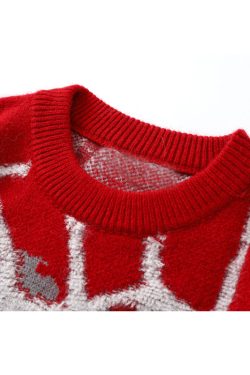 Style Core Aesthetics, New Style Trends Cartoon Cobweb Printed Knit Pullover