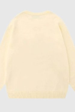 Style Core Aesthetics, New Style Trends Cartoon Dragon Embroidered Knit Sweater