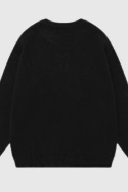 Style Core Aesthetics, New Style Trends Cartoon Dragon Embroidered Knit Sweater