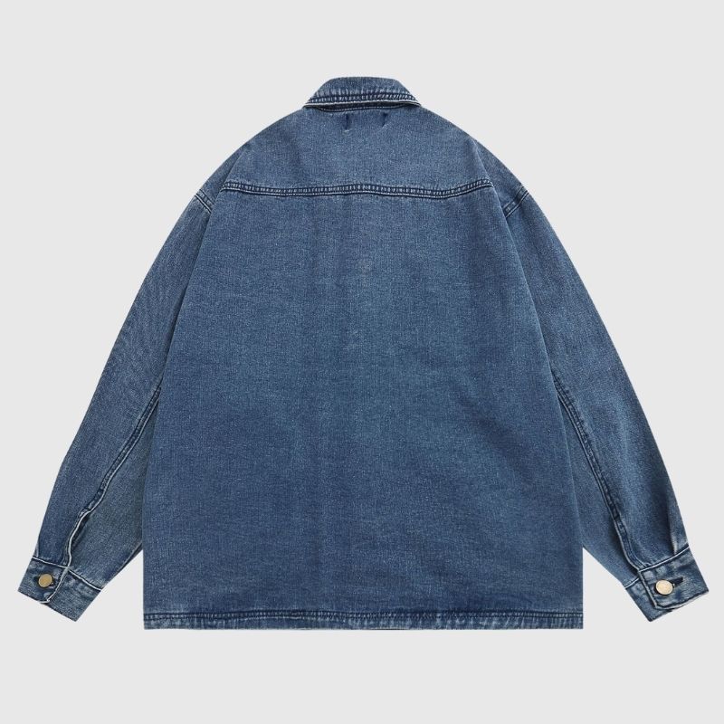 Style Core Aesthetics, New Style Trends Cartoon Embroidered Multi-Pocket Denim Jacket Style Core Aesthetics, New Style Trends Cartoon Embroidered Multi-Pocket Denim Jacket