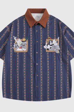 Style Core Aesthetics, New Style Trends Cartoon Embroidered Shirts