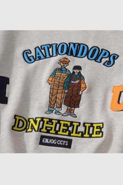 Style Core Aesthetics, New Style Trends Cartoon Embroidered Sweatshirt