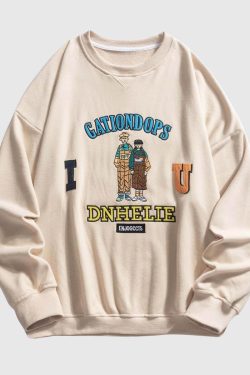 Style Core Aesthetics, New Style Trends Cartoon Embroidered Sweatshirt