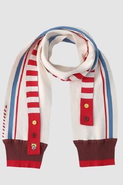 Style Core Aesthetics, New Style Trends Cartoon Embroidery Striped Scarf