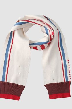 Style Core Aesthetics, New Style Trends Cartoon Embroidery Striped Scarf