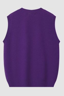 Style Core Aesthetics, New Style Trends Cartoon Eyes Jacquard Sweater Vest