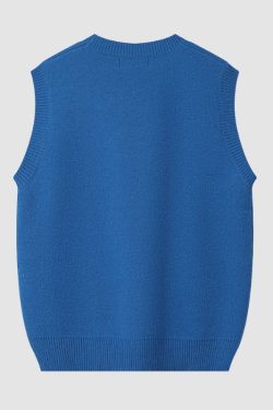 Style Core Aesthetics, New Style Trends Cartoon Eyes Jacquard Sweater Vest