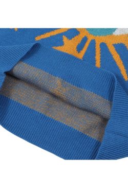 Style Core Aesthetics, New Style Trends Cartoon Eyes Pattern Jacquard Vest Sweater