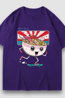 Style Core Aesthetics, New Style Trends Cartoon Noodle Print Tee