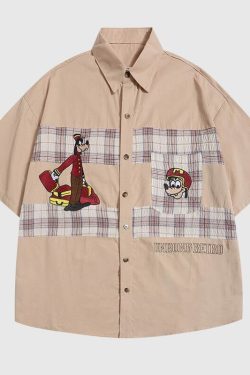 Style Core Aesthetics, New Style Trends Cartoon Patchwork Shirts