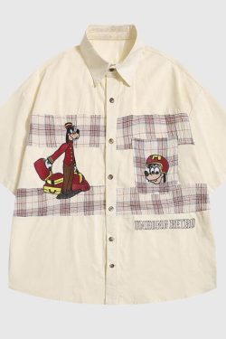 Style Core Aesthetics, New Style Trends Cartoon Patchwork Shirts