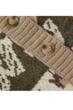 Style Core Aesthetics, New Style Trends Cartoon Rabbit Jacquard Cardigan