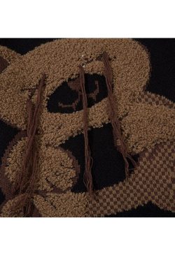 Style Core Aesthetics, New Style Trends Cartoon Tassel Bear Embroidered Pullover