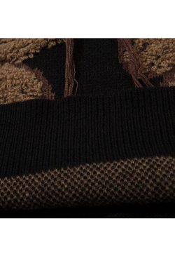 Style Core Aesthetics, New Style Trends Cartoon Tassel Bear Embroidered Pullover