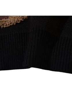 Style Core Aesthetics, New Style Trends Cartoon Tassel Bear Embroidered Pullover