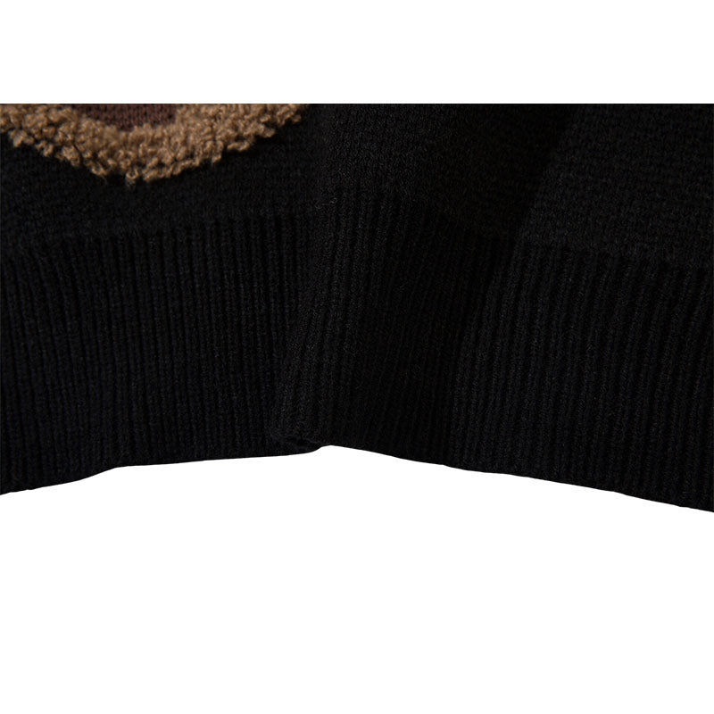 Style Core Aesthetics, New Style Trends Cartoon Tassel Bear Embroidered Pullover Style Core Aesthetics, New Style Trends Cartoon Tassel Bear Embroidered Pullover