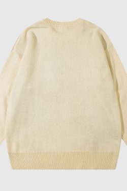 Style Core Aesthetics, New Style Trends Cartoon Tassel Bear Embroidered Pullover