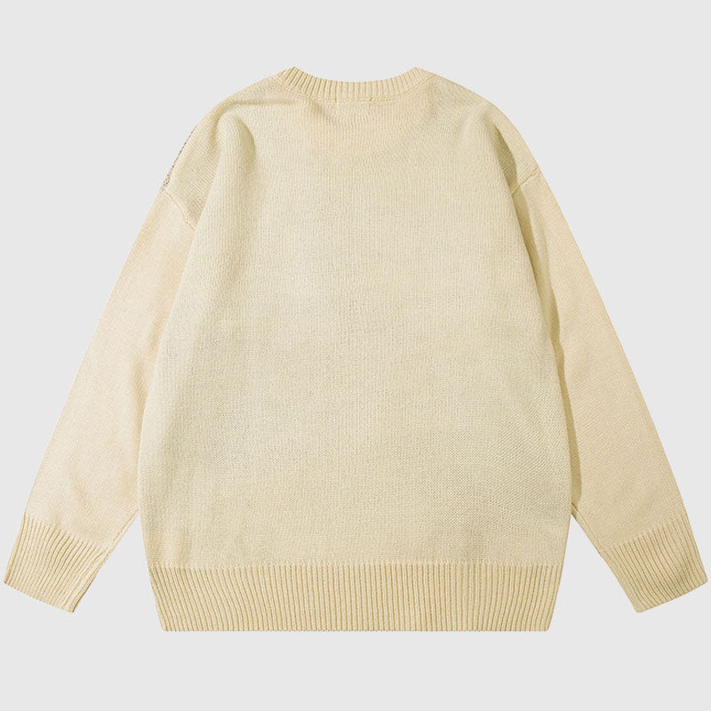 Style Core Aesthetics, New Style Trends Cartoon Tassel Bear Embroidered Pullover Style Core Aesthetics, New Style Trends Cartoon Tassel Bear Embroidered Pullover