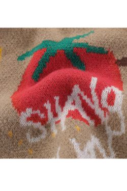 Style Core Aesthetics, New Style Trends Cartoon Tomato Pattern Sweater
