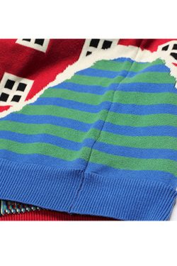 Style Core Aesthetics, New Style Trends Cartoon Window Pattern Collared Sweater