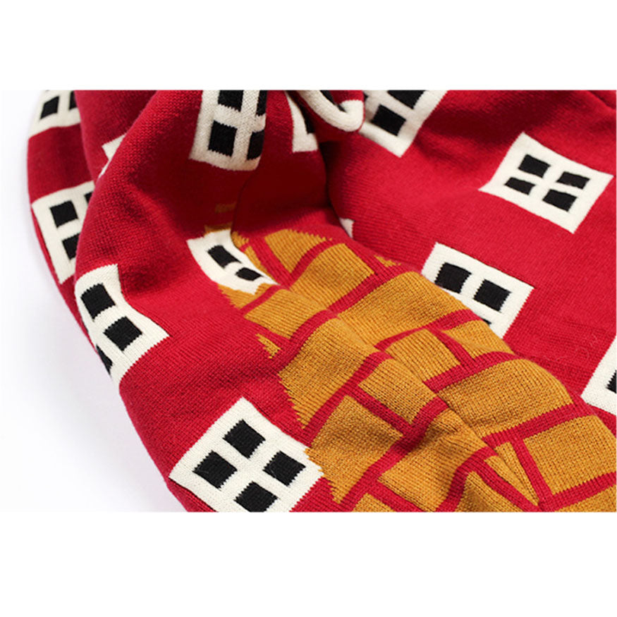 Style Core Aesthetics, New Style Trends Cartoon Window Pattern Collared Sweater Style Core Aesthetics, New Style Trends Cartoon Window Pattern Collared Sweater