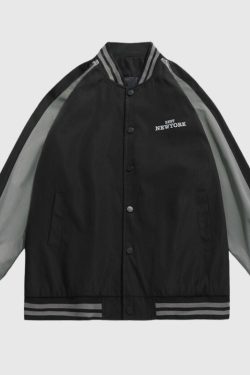 Style Core Aesthetics, New Style Trends Casual Color-Block Baseball Jacket